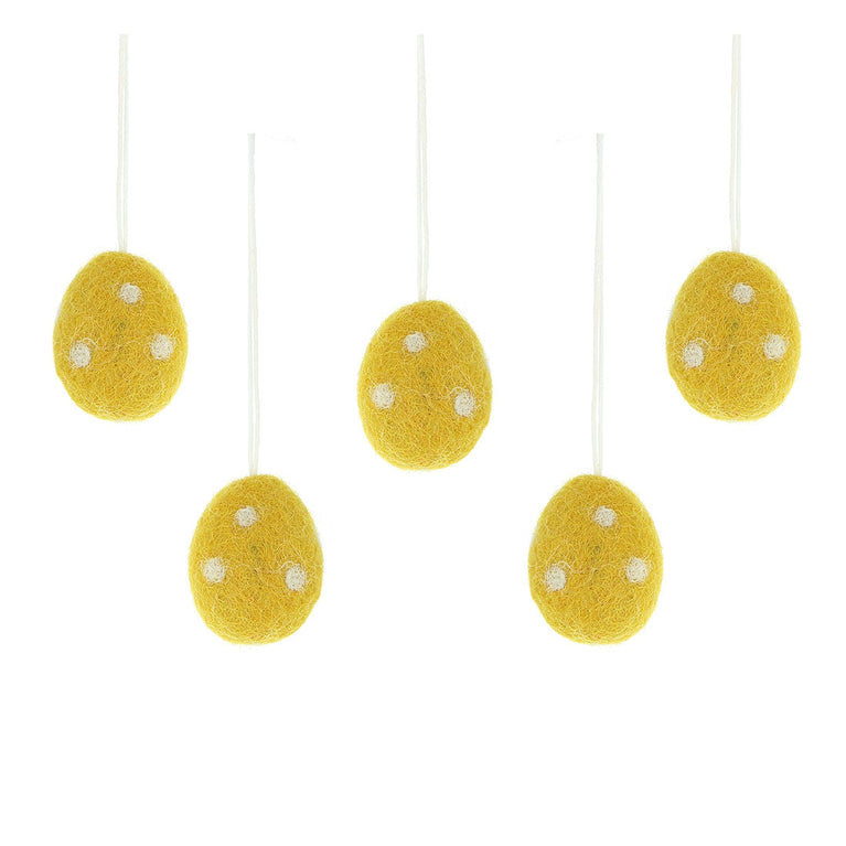 kleine Ostereier Set (5 Stück) rosa / gelb / hellblau, Filz, Ostern-Deko - Anhänger (Globo Fair Trade)