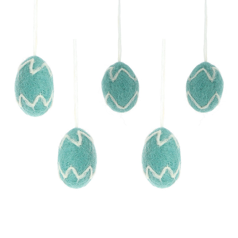 kleine Ostereier Set (5 Stück) rosa / gelb / hellblau, Filz, Ostern-Deko - Anhänger (Globo Fair Trade)