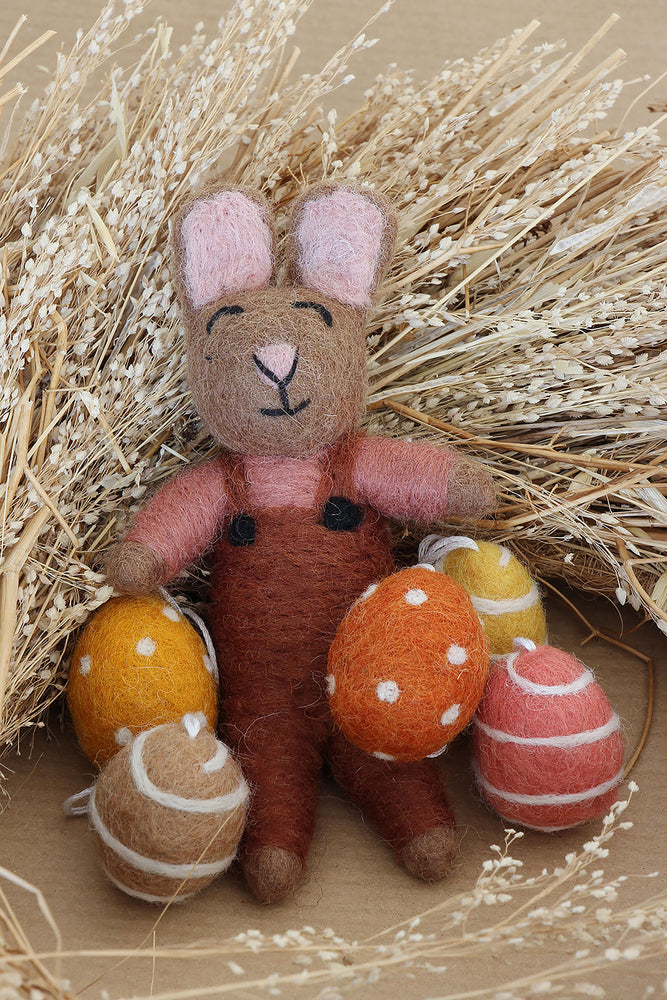 5er Set Anhänger Mini-Eier Filz Ostereier Ostern Deko, Ostern-Deko - Anhänger (Globo Fair Trade)