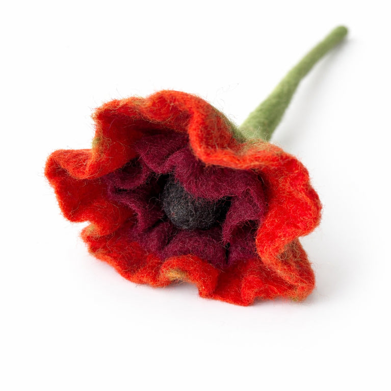 Mohnblume / Klatschmohn in 2 Farben - Filzblume - 35cm (GLOBO Fair Trade Partner)