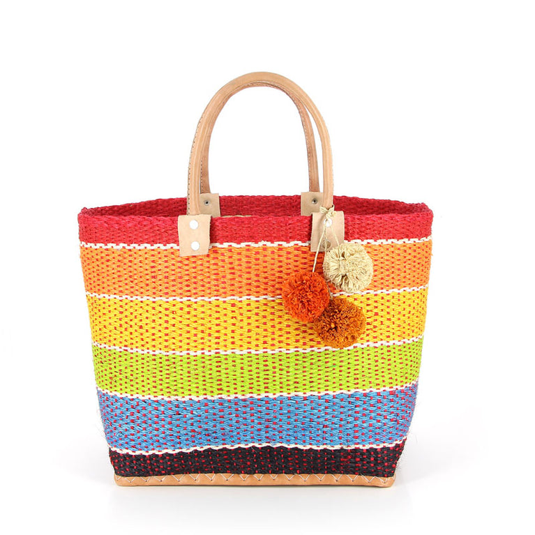 Korbtasche SAINT TROPEZ, KEIN FILZ!! - bunter Korb , Sisal (B35-45 x H33x T17cm) (Globo Fair Trade Partner)