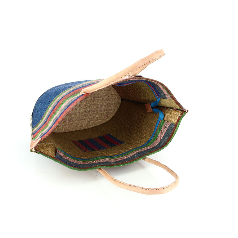 Korbtasche IVATO - KEIN FILZ!! - bunter Korb , Raphia/Bast (B45 x H27x T15cm) (Globo Fair Trade Partner)