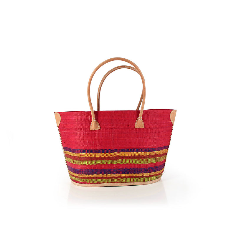 Korbtasche IMITO - KEIN FILZ!! - bunter Korb , Raphia/Bast (B45 x H27x T15cm) (Globo Fair Trade Partner)