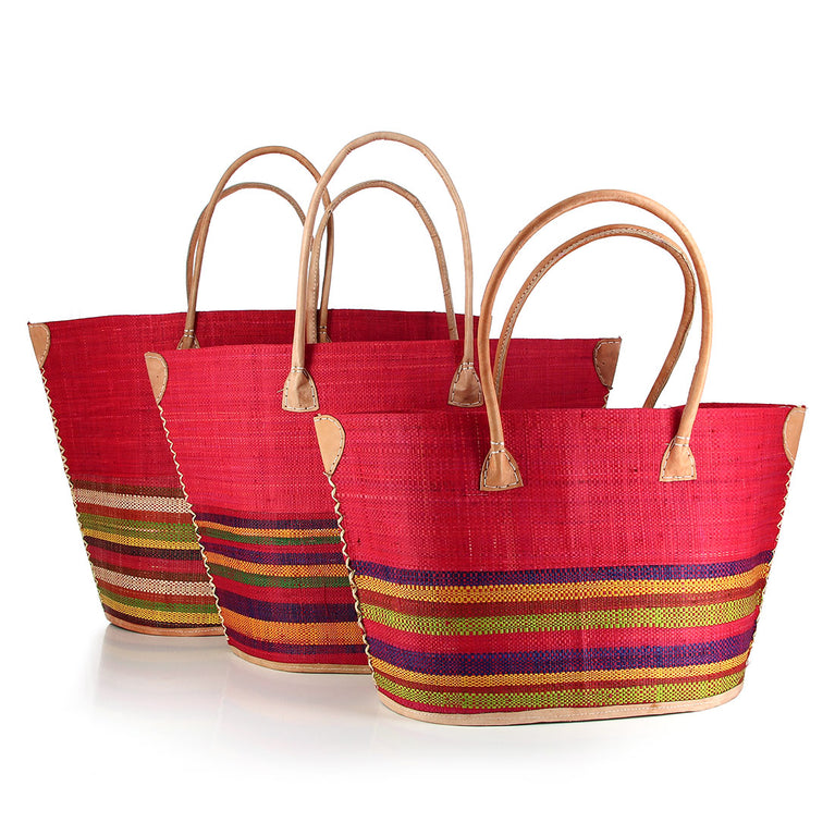 Korbtasche IMITO - KEIN FILZ!! - bunter Korb , Raphia/Bast (B45 x H27x T15cm) (Globo Fair Trade Partner)