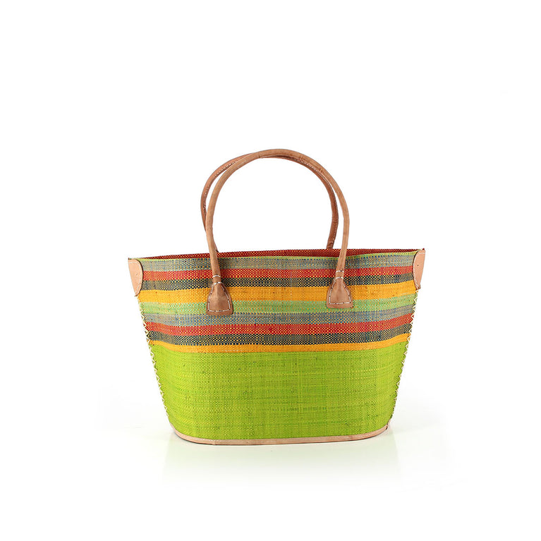 Korbtasche BESAO - KEIN FILZ!! - bunter Korb , Raphia/Bast (B45 x H27x T15cm) (Globo Fair Trade Partner)
