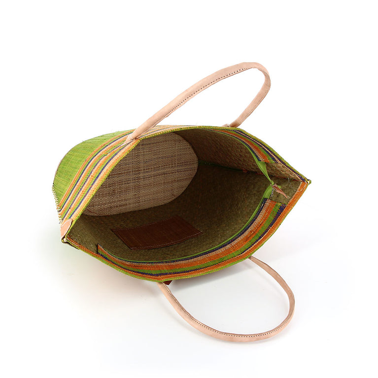 Korbtasche BESAO - KEIN FILZ!! - bunter Korb , Raphia/Bast (B45 x H27x T15cm) (Globo Fair Trade Partner)